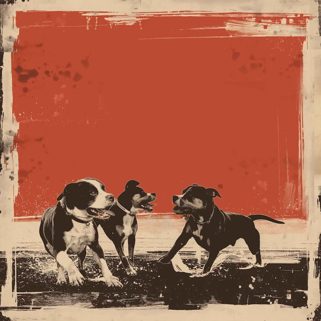 illustration of 3 Dogs playing outside