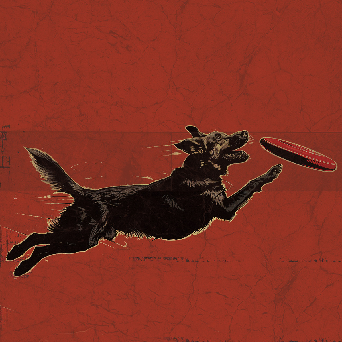 Illustration of a German Sheppard Playing with a Frisbee